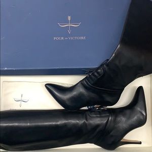 Black leather mid calf boots from Pour la Victoire
